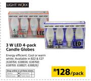 Light Worx 3W LED 4 Pack Candle Globes-Per Pack