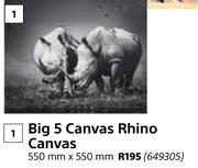 Design House Big 5 Canvas Rhino Canvas-550mm x 550mm