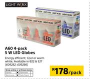 Light Worx A60 4 Pack 5W LED Globes-Per Pack