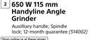 Ryobi 650W 115mm Handyline Angle Grinder-Each