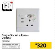 CBi Single Socket + Euro + 2xUSB