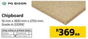 PG Bison Chipboard-16mmX1830mmX2750mm-Each