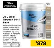 Fired Earth 20Ltr Break Through 5 In 1 Paint