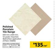 Polished Porcelain Tile Range-600mm x 600mm Per Sqm