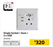 CBI Single Socket+Euro+2xUSB