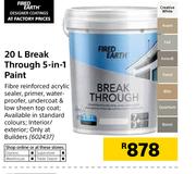 Fired Earth 20Ltr Break Through 5 In 1 Paint