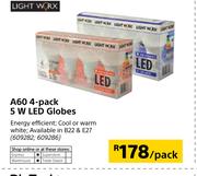 Light Worx A60 5W LED Globes-4's Per Pack