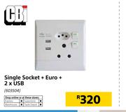 CBI Single Socket+Euro+2xUSB