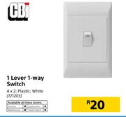 CBI 1 Lever 1-Way Switch 4x2 White Plastic