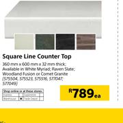 PG Bison Square Line Counter Top 360mm x 600mm x 32mm Thick-Each