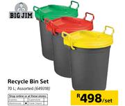 Big Jim 70Ltr Recycle Bin Set Assorted-Per Set