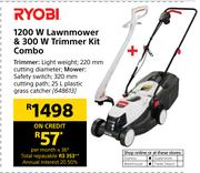 Ryobi 1200W Lawnmower & 300W Trimmer Kit Combo