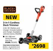 Black + Decker 3 In 1 Cordless Deck Trimmer