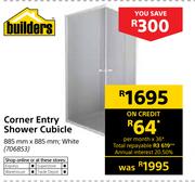 Builders Corner Entry Shower Cubicie White 885mm X 885mm