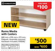 Home & Kitchen Romo Media With Castors-680mm x 976mm x 372mm