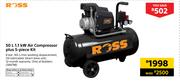 Ross 50Ltr 1.1 KW Air Compressor Plus 5 Piece Kit
