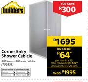 Builders Corner Entry Shower Cubicie White 885mm X 885mm