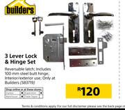 Builders 3 Lever Lock & Hinge Set