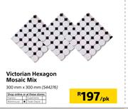 Victroian Hexagon Mosaic Mix-300mm x 300mm Per Pack