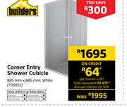 Builders Corner Entry Shower Cubicle White-885mm x 885mm