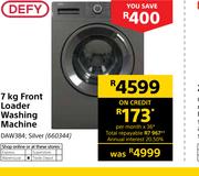Defy 7Kg Front Loader Washing Machine Silver DAW384