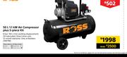 Ross 50Ltr 1.1 KW Air Compressor Plus 5 Piece Kit