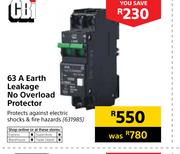  CBi 63 A Earth Leakage No Overload Protector