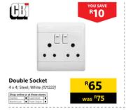 CBi Double Socket White Steel 4x4