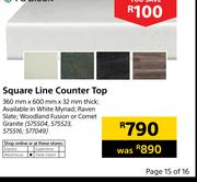  PG Bison Sqaure Line Counter Top 360mm X 600mm X 32mm Thick