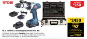 Ryobi 18V 13mm Li-Ion Impact Driver Drill Kit CLD-1860K