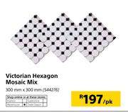 Victorian Hexagon Mosaic Mix-300mm x 300mm Per Pack