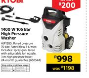 Ryobi 1400W 105 Bar High Pressure Washer AJP1280