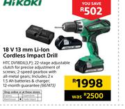 Hikoki 18V 13mm Li-Ion Codless Impact Drill HTC DV18DJL(LP)
