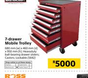 Mastercraft 7 Drawer Mobile Trolley-680mm(w) x 460mm(d) x 950mm(h)