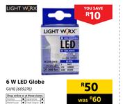 Light Worx 6W LED Globe GU10
