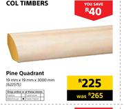 Col Timbers Pine Quadrant 19mm X 19mm X 3000mm