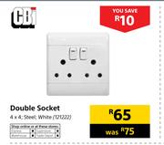 CBi Double Socket White Steel 4x4