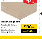 Gyproc Rhino Ceiling Board 6.4mm X 1200mm X 3000mm-Each