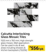 Calcutta Interlocking Glass Mosaic Tiles-1520mm x 760mm Per Pack
