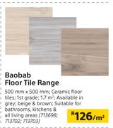 Baobab Floor Tile Range-500mm x 500mm Per Sqm