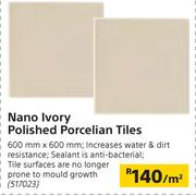 Nano Ivory Polished Porcelain Tiles-Per Sqm