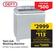 Defy 13Kg Twin-Tub Washing Machine Metallic DTT165