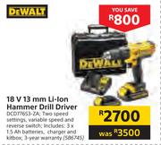 Dewalt 18V 13mm Li-Ion Hammer Drill Driver DCD776S3-ZA