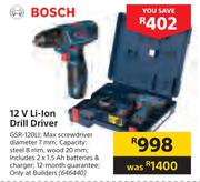 Bosch 12V Li-Ion Drill Driver GSR-120LI