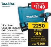Makita 18V Li-Ion Cordless Impact Drill Driver Kit
