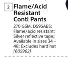 Beck Flame/ Acid Resistant Conti Pants 270GSM D59SABS-Each