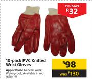 10 Pack PVC Knitted Wrist Gloves