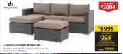 Design House 3 Piece L Shaped Wicker Set