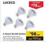 Luceco 5 Pack 5W LED Globes GU10-Per Pack