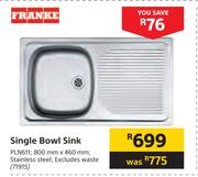 Franke Single Bowl Sink 800mm x 460mm PLN611